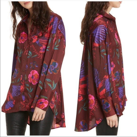 🌺FREE PEOPLE🌺 SILKY NIGHTS BLOUSE 🌺 - Picture 4 of 6